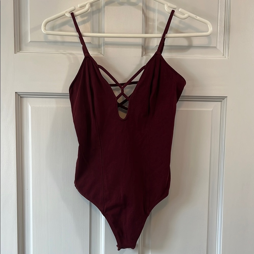 H&M Sexy Strappy Maroon Bodysuit w/ Adjustable Straps - Size XS